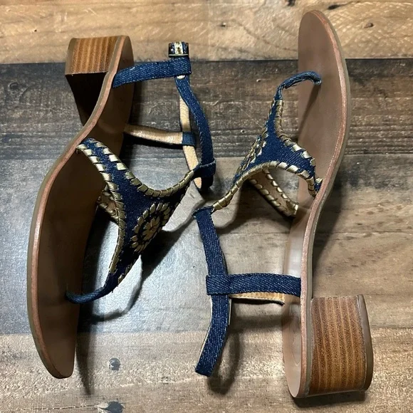 Jack Rogers ‘Elise’ Denim Heel Sandals - Picture 2 of 9